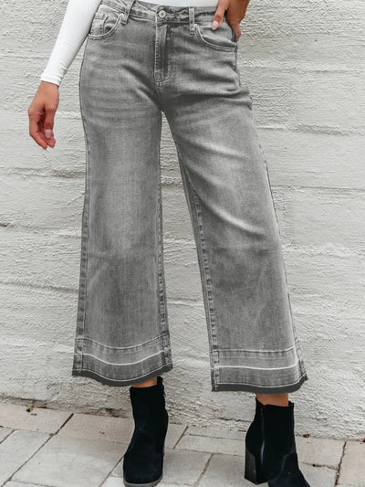 High Waist Wide Leg Washed Jeans - Jeans Junction Online