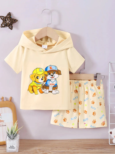 Children's Dog Short Sleeve Hoodie and Shorts Set - Jeans Junction Online