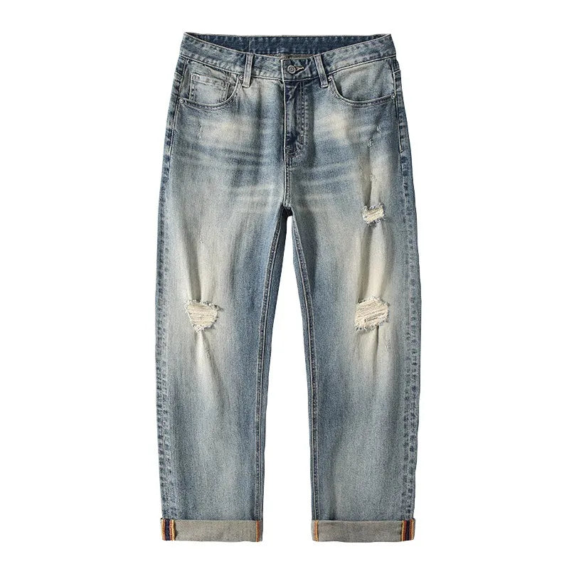 Men's Distressed Wide-Leg Relaxed Fit Jeans - Jeans Junction Online