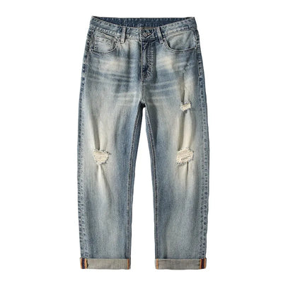Men's Distressed Wide-Leg Relaxed Fit Jeans - Jeans Junction Online