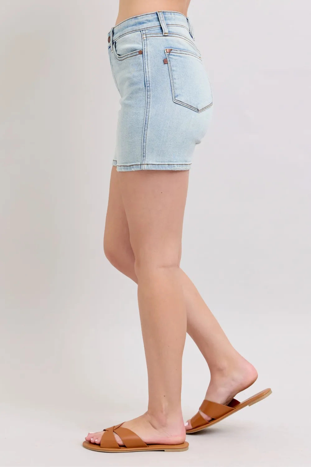 Judy Blue Full Size 2 Button Denim Shorts with Pockets Plus Size - Jeans Junction Online