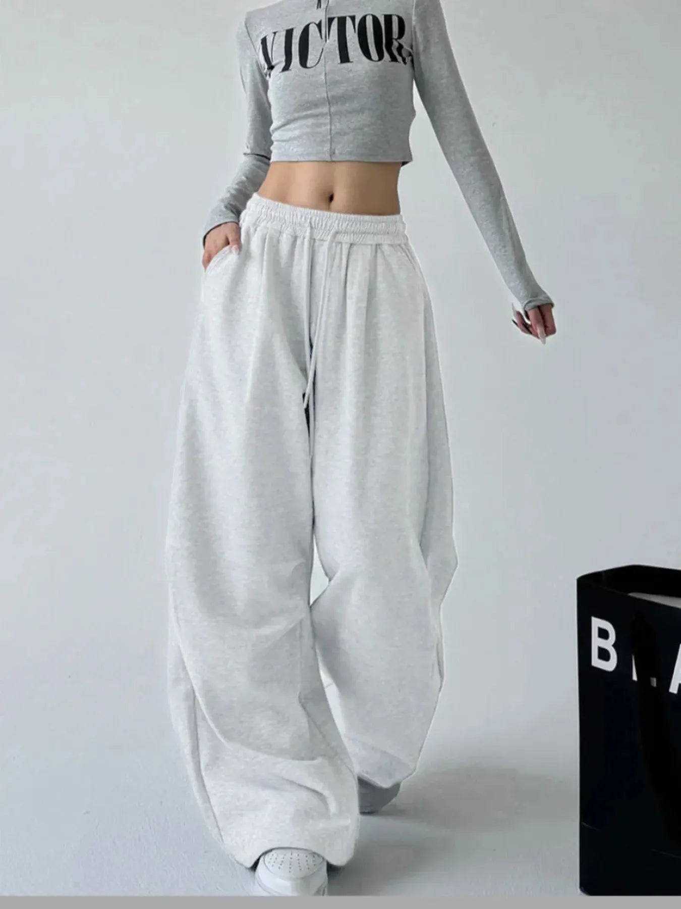 Oversized Wide Leg Drawstring Pants - Jeans Junction Online