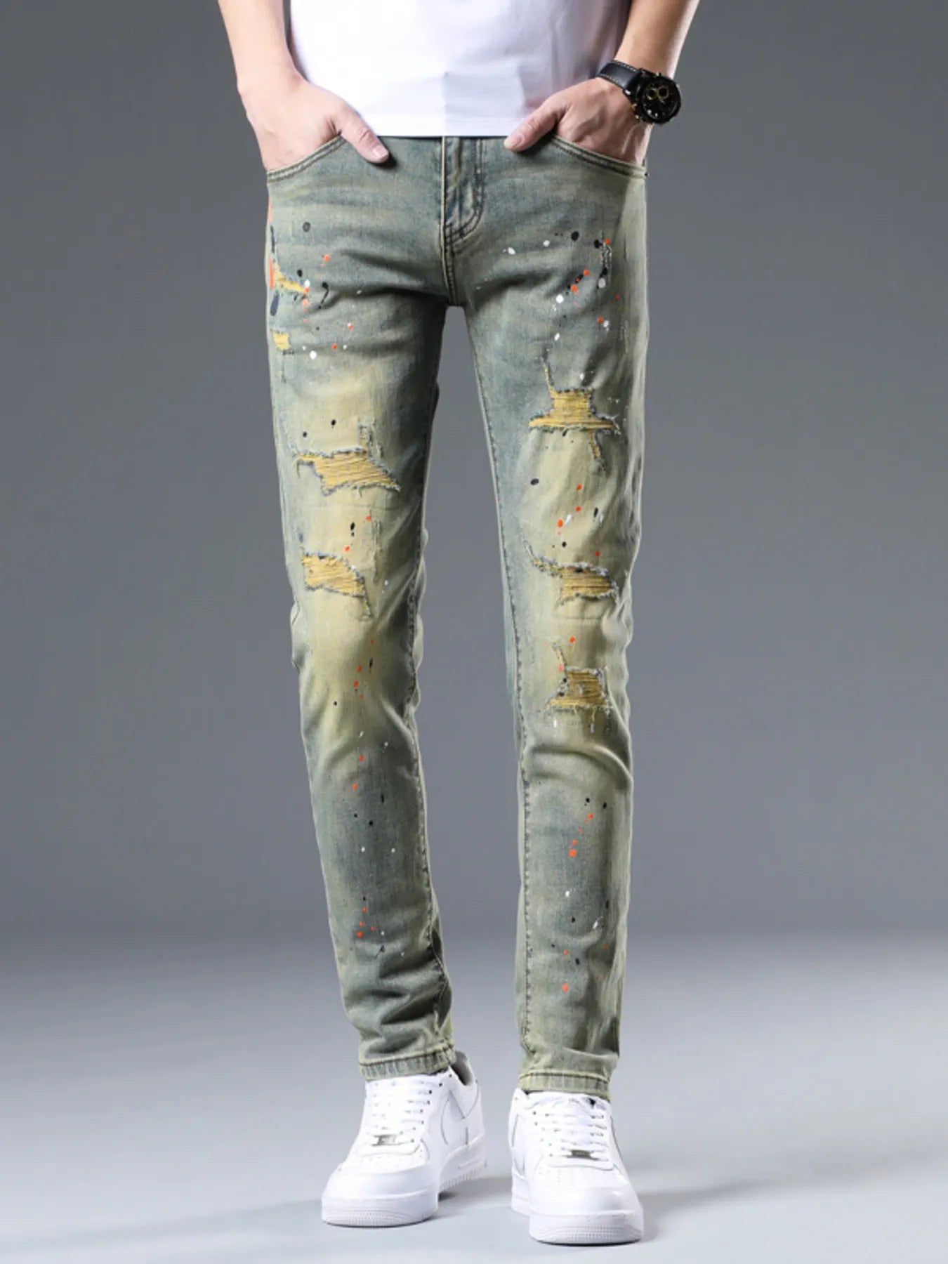 Men's Distressed Slim Fit Jeans - Jeans Junction Online