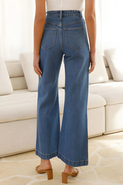 High Waist Bootcut Jeans with Pockets - Jeans Junction Online