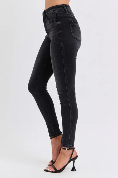 Judy Blue Full Size Mid Rise Tummy Control Skinny Jeans Plus Size - Jeans Junction Online