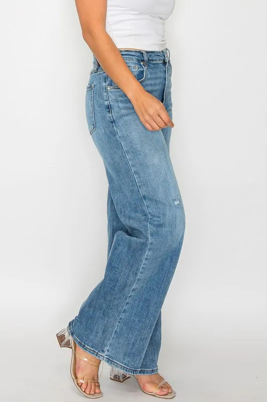 bytos Full Size High Rise Wide Leg Jeans with Pockets - Jeans Junction Online
