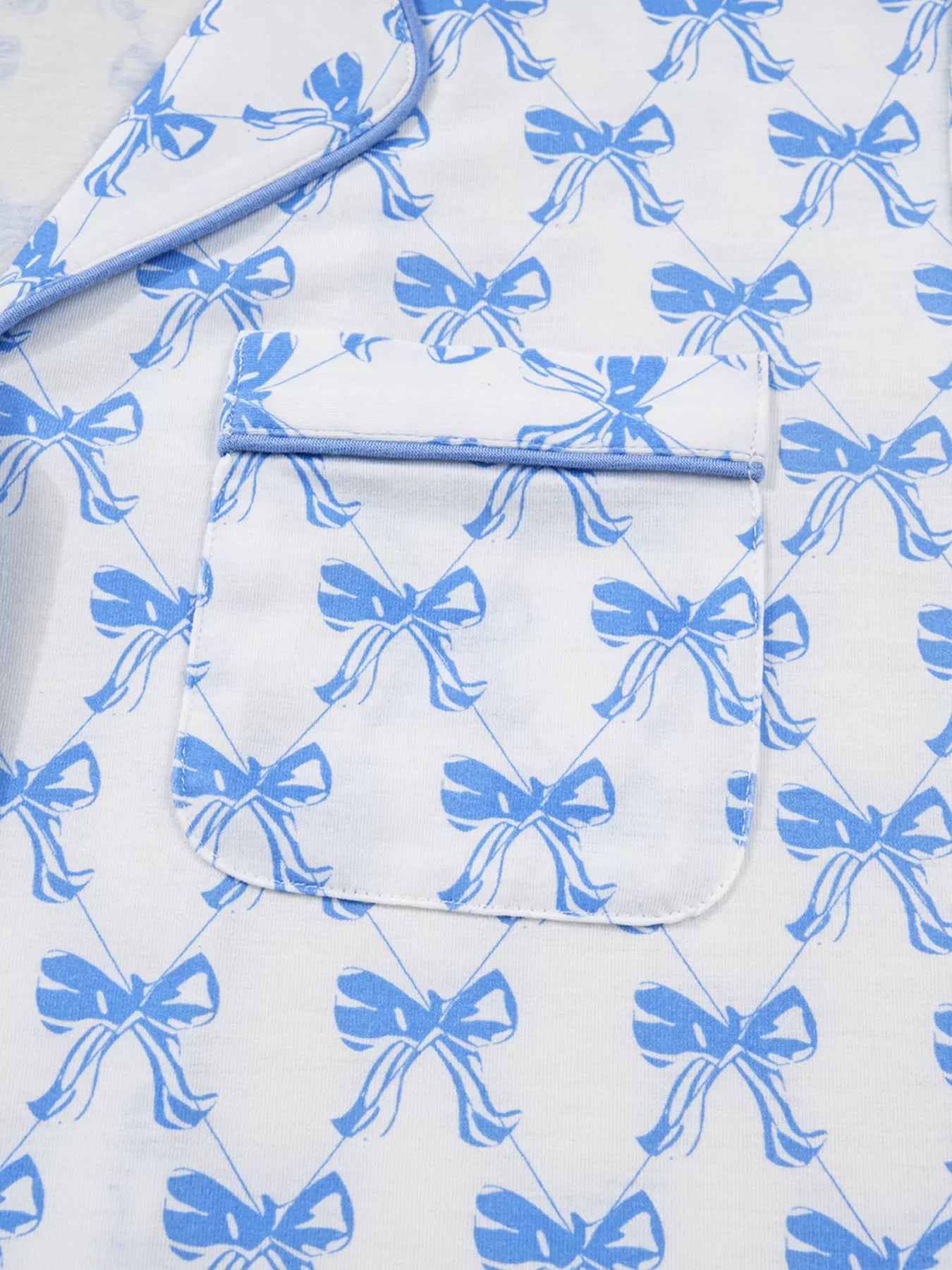 Bow Print Long Sleeve Shirt and Pants Pajama Set - Jeans Junction Online