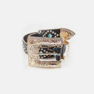 Rhinestone PU Leather Belt - Jeans Junction Online