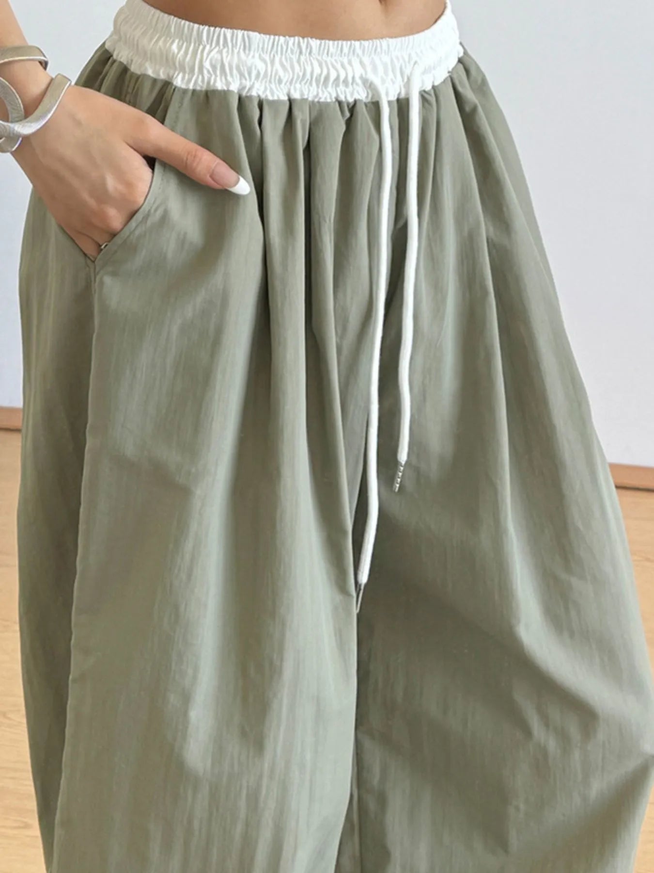 Wide Leg Drawstring Casual Pants - Jeans Junction Online