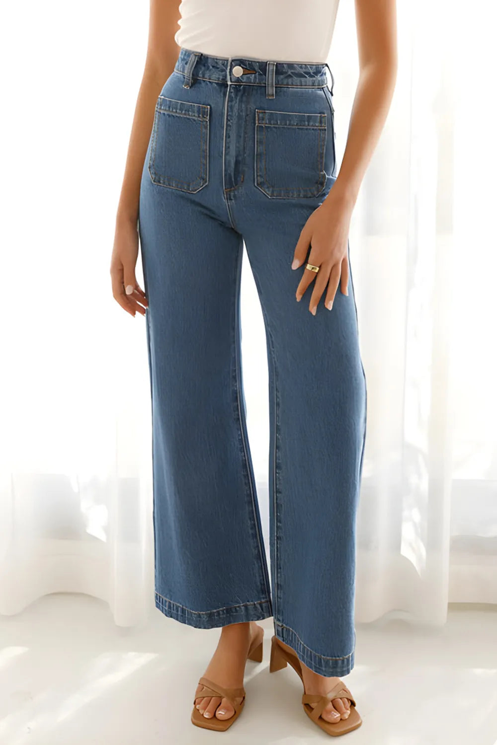 High Waist Bootcut Jeans with Pockets - Jeans Junction Online