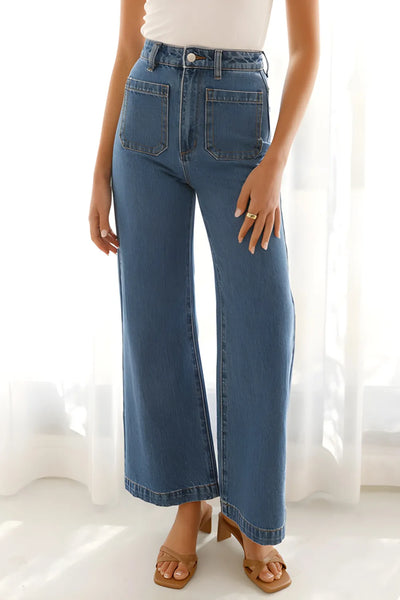 High Waist Bootcut Jeans with Pockets - Jeans Junction Online