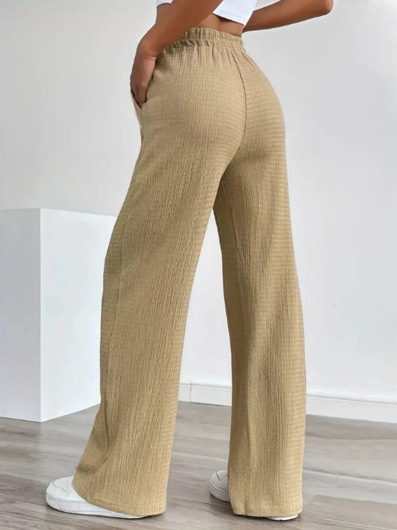 Texture Wide Leg Pants - Jeans Junction Online