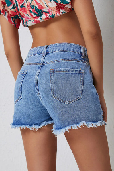 High Rise Crossover Waist Denim Shorts - Jeans Junction Online