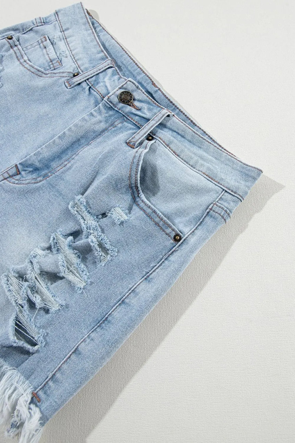 Distressed Raw Hem High Waist Denim Shorts - Jeans Junction Online