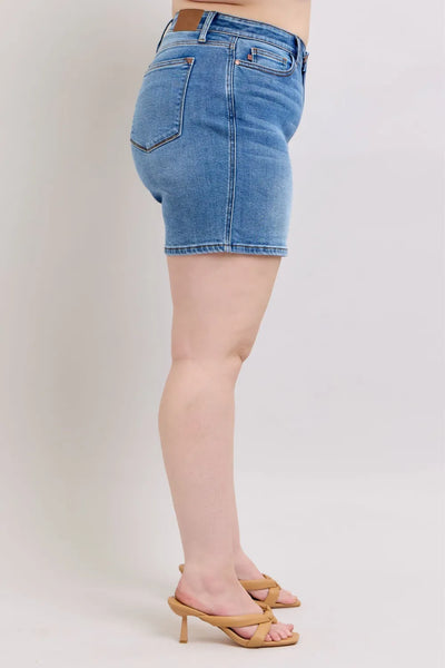 Judy Blue Full Size 2 Button Denim Shorts with Pockets Plus Size - Jeans Junction Online