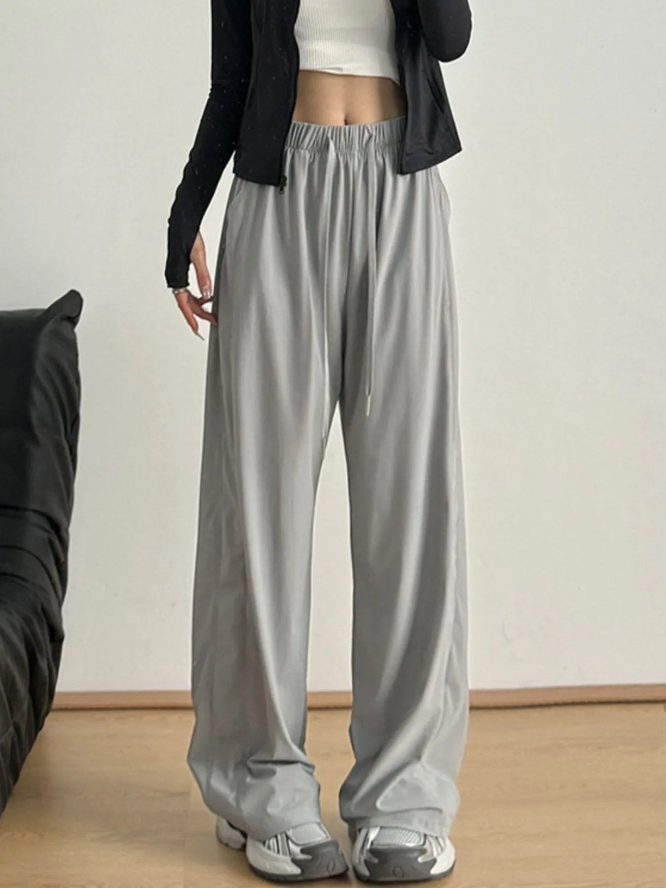 Wide-Leg Drawstring Pants - Jeans Junction Online 