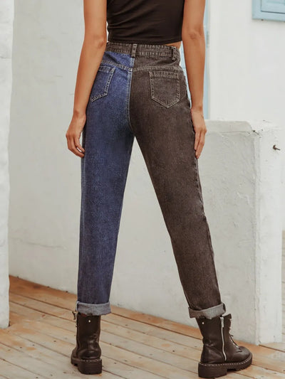 Two Tone Straight Leg Jeans - Jeans Junction Online