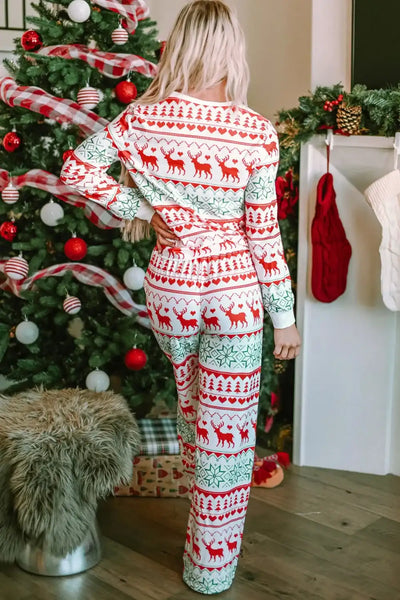 Christmas Element Round Neck Top and Pants Lounge Set - Jeans Junction Online