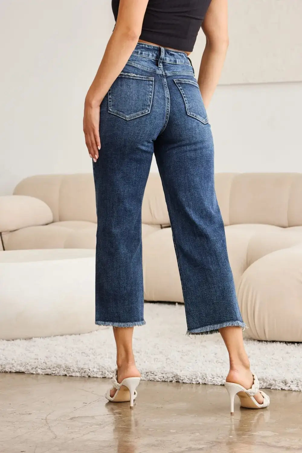 RFM Full Size Tummy Control High Waist Raw Hem Jeans - Jeans Junction Online