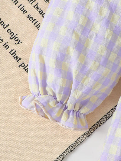 Children's Gingham Smocked Top and Bow Pants Set - Jeans Junction Online