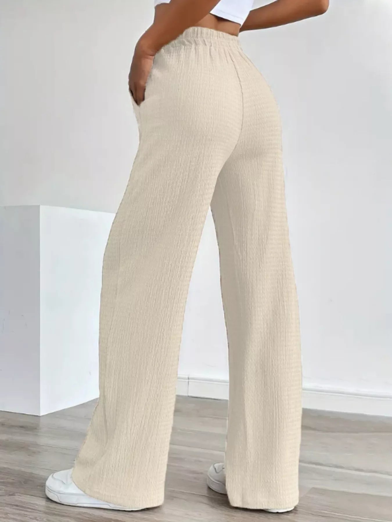 Texture Wide Leg Pants - Jeans Junction Online