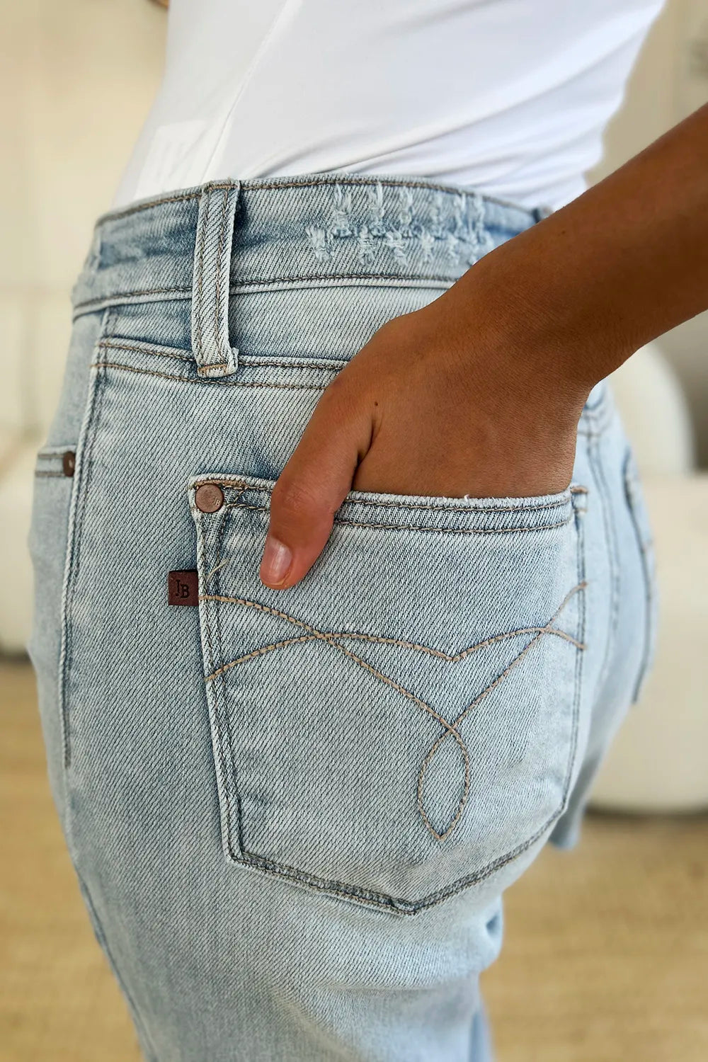 Judy Blue Full Size High Waist Distressed Straight Jeans - Jeans Junction Online