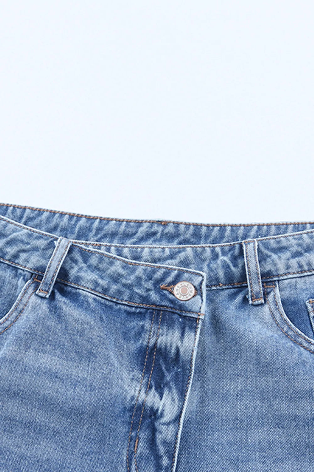 High Rise Crossover Waist Denim Shorts - Jeans Junction Online