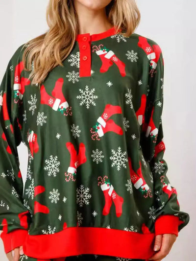 Christmas Long Sleeve Top and Pants Lounge Set - Jeans Junction Online