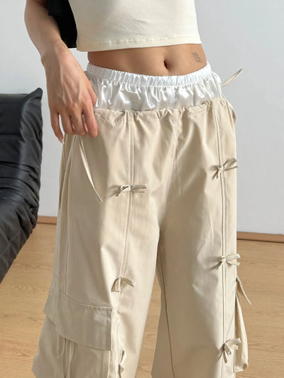 Bow Elastic Waist Cargo Pants - Jeans Junction Online