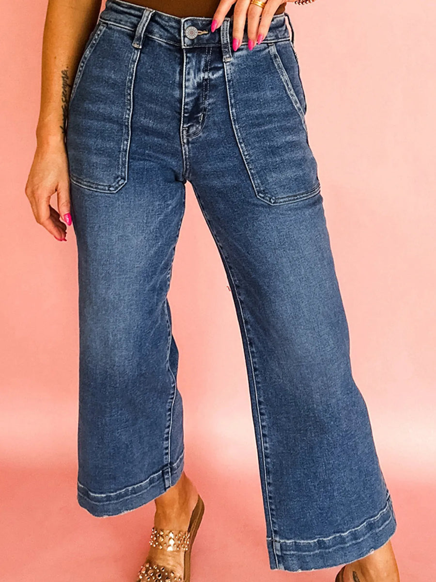 Cropped High Rise Wide Leg Jeans - Jeans Junction Online 
