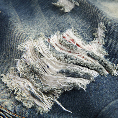 Ripped Motorcycle Slim-Fit Straight-Leg Plus Size Men's Jeans - Jeans Junction Online