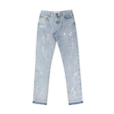 Trendy Street Distressed Rough Blue Straight-Leg Jeans With Broken Ink - Jeans Junction Online