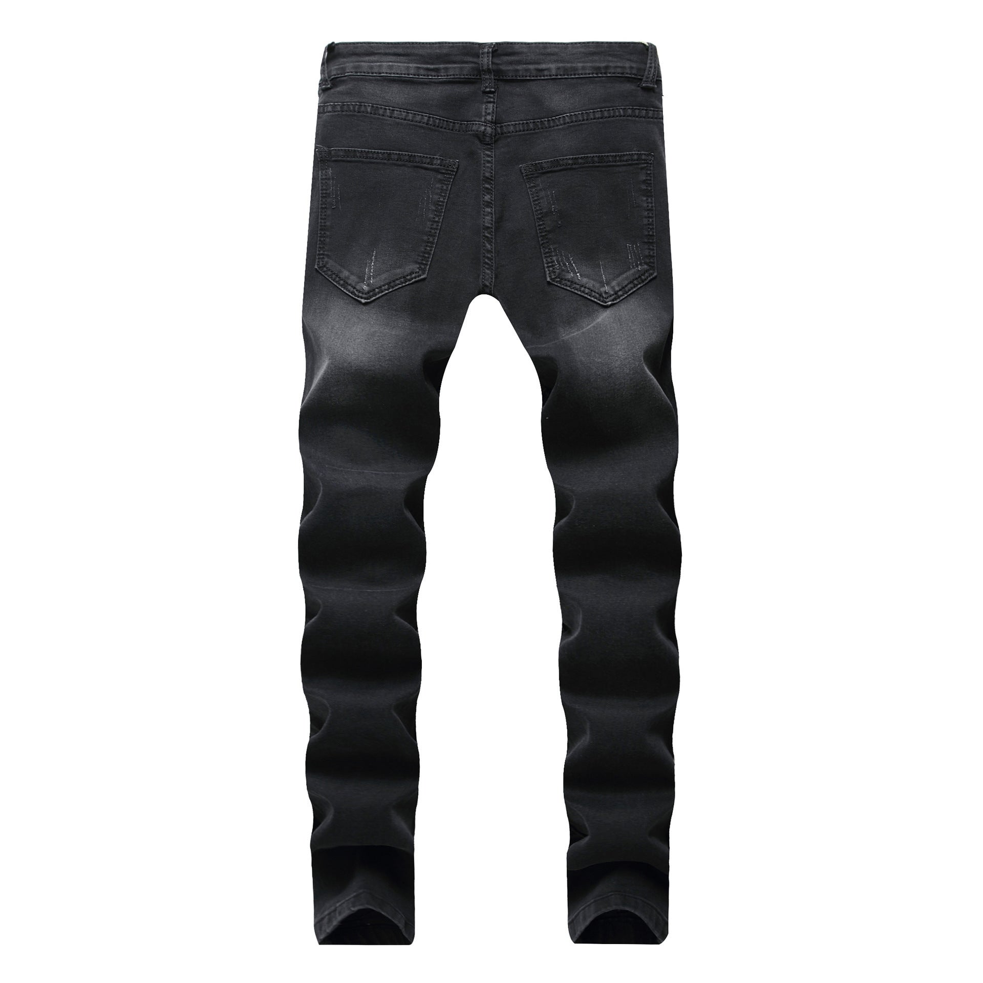 Jeans Slim Fit Small Straight Knee Hole Stretch Men's Trousers - Jeans Junction Online