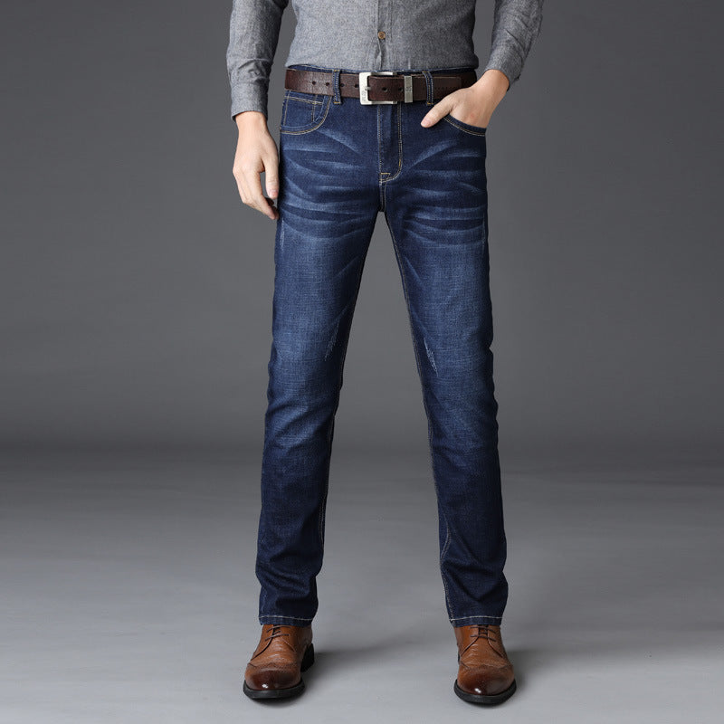 Jeans Men's Slim-fit Stretch Straight Trousers Autumn And Winter - Jeans Junction Online