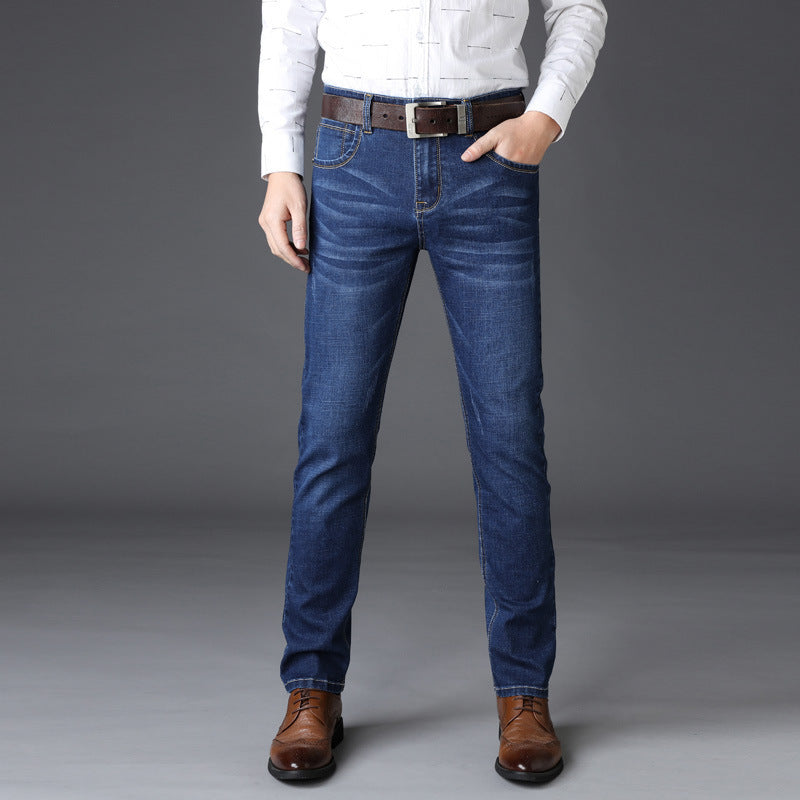 Jeans Men's Slim-fit Stretch Straight Trousers Autumn And Winter - Jeans Junction Online