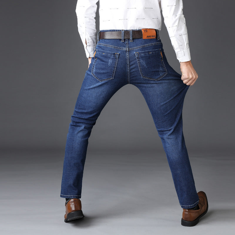 Jeans Men's Slim-fit Stretch Straight Trousers Autumn And Winter - Jeans Junction Online