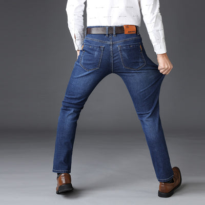 Jeans Men's Slim-fit Stretch Straight Trousers Autumn And Winter - Jeans Junction Online