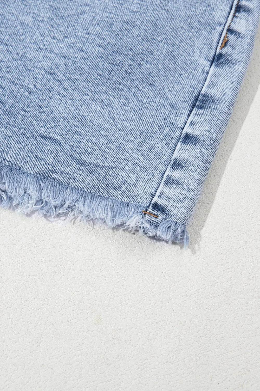 Rhinestone Light Wash Raw Hem High Waist Denim Shorts - Jeans Junction Online