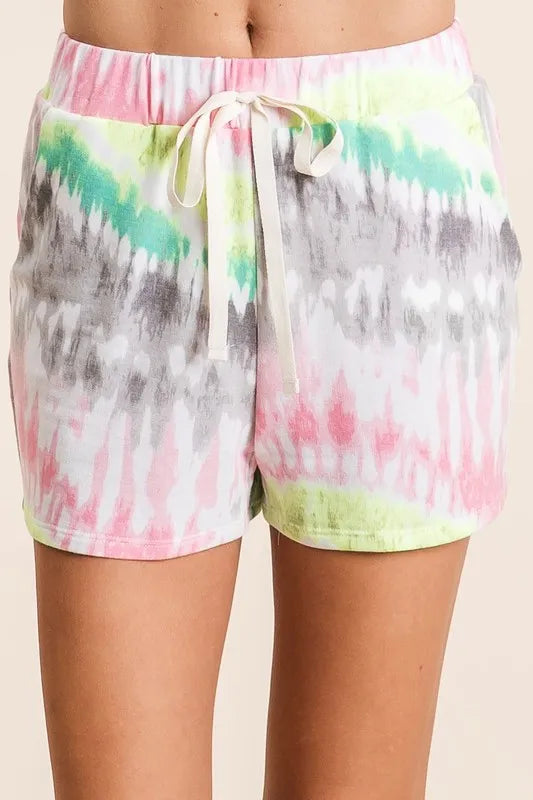 BiBi Tie Dye Print Shorts With Twill Tape Drawstring - Jeans Junction Online