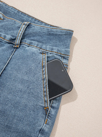 High-Waisted Flare Jeans with Seam Detail - Jeans Junction Online