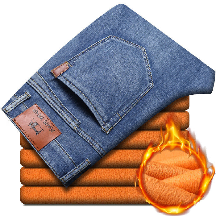 Straight Tube Loose Plush Thick Pants For Men - Jeans Junction Online