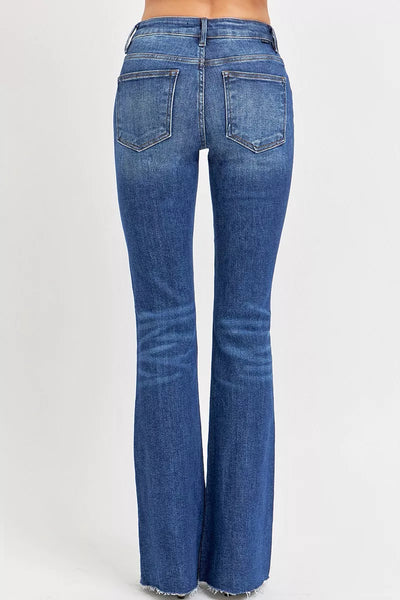 RISEN Full Size Distressed Mid Rise Flare Jeans Plus Size - Jeans Junction Online