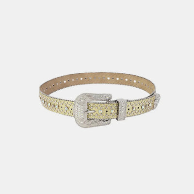 Rhinestone PU Leather Belt - Jeans Junction Online