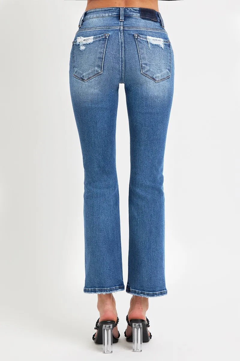 RISEN Full Size Mid Rise Ankle Straight Jeans with Pockets - Jeans Junction Online 