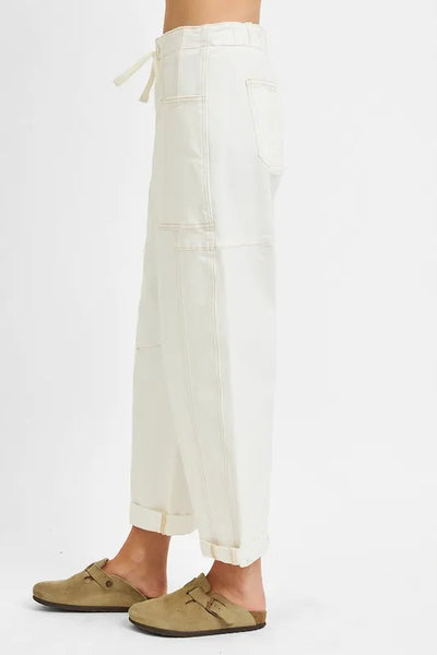 RISEN Full Size High Rise Crop Wide Barrel Cargo Pocket Jeans Plus Size - Jeans Junction Online