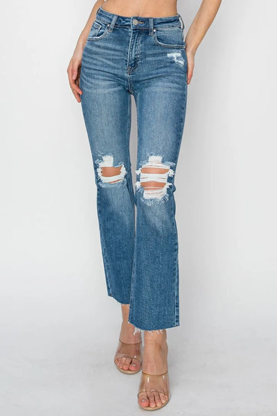 RISEN High Rise Distressed Ankle Jeans - Jeans Junction Online
