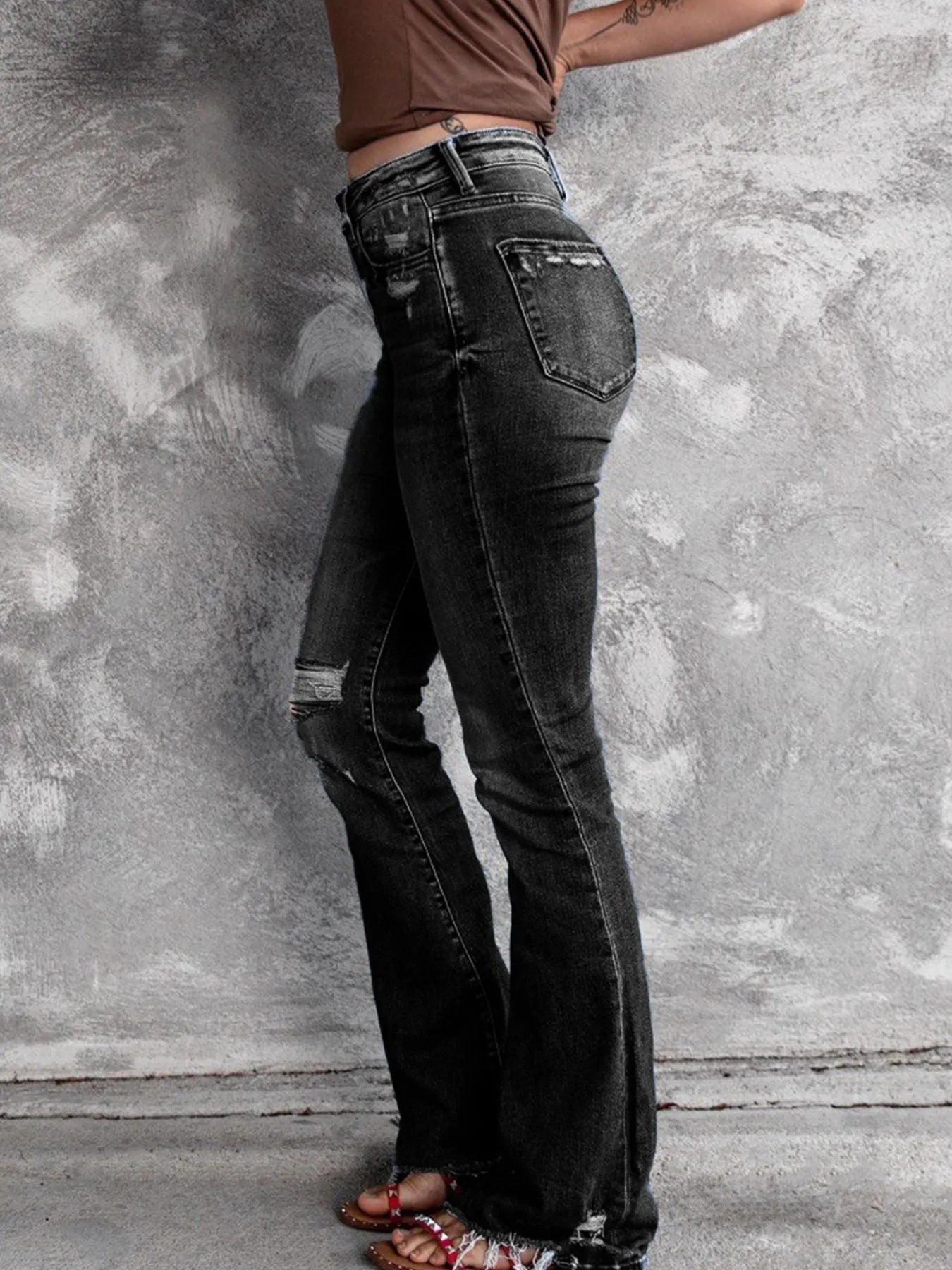 Distressed Flare Jeans - Jeans Junction Online