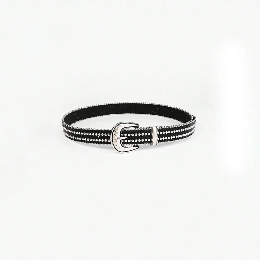 Studded Rhinestone PU Leather Belt - Jeans Junction Online