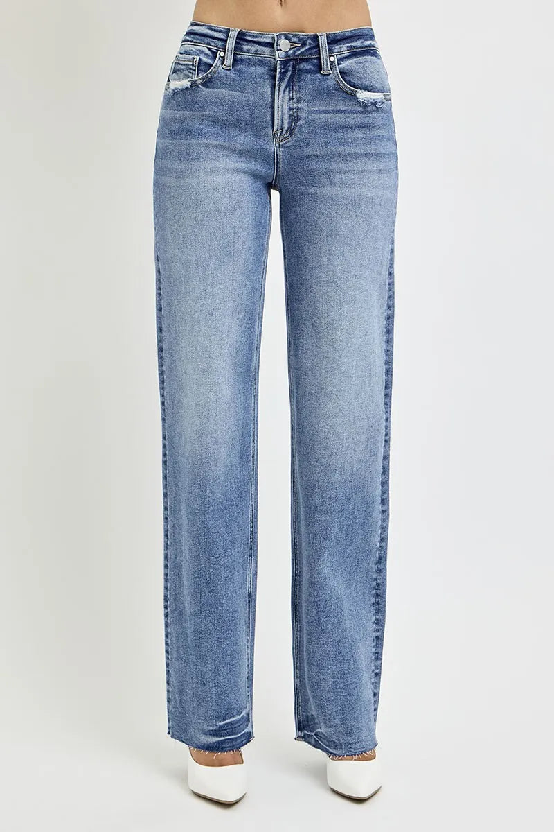 RISEN Full Size High Rise Straight Leg Jeans with Pockets - Jeans Junction Online
