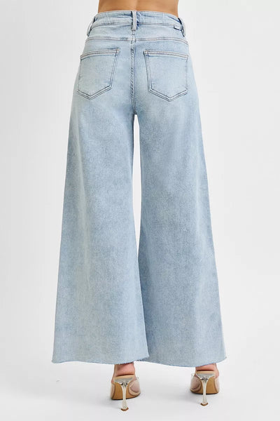 RISEN Full Size High Rise Ankle Wide Palazzo Jeans Plus Size - Jeans Junction Online